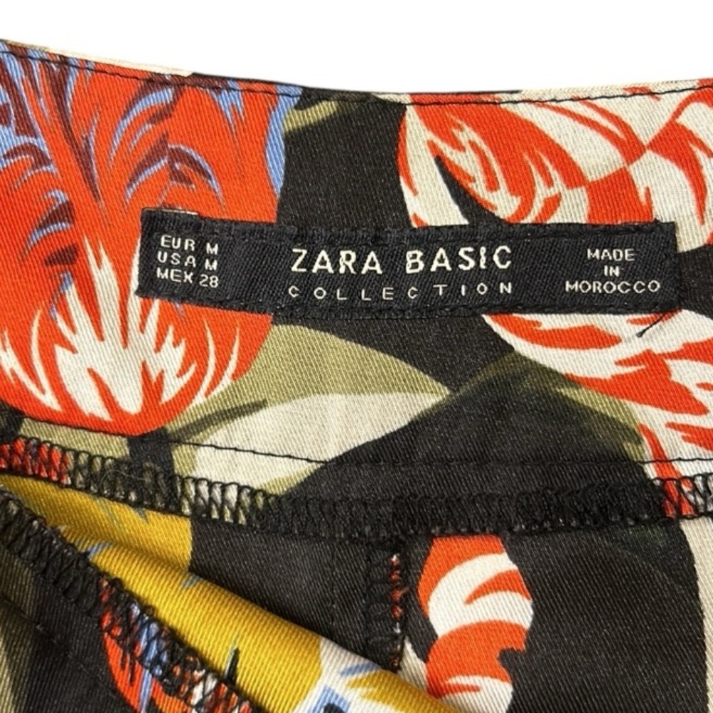 Zara Tropical Floral Patterned Asymmetrical Hem Side Zip Midi Skirt Size Medium - Picture 8 of 10